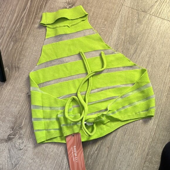 SXY green and sheer halter top - Picture 2 of 4